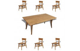 Table a manger "Fidji" + 6 chaises "Pitti" en bois de teck recycle massif
