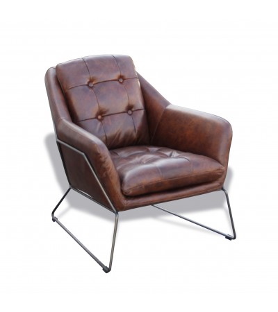 Club Sessel im braunen Leder cosy Stil "Charlotte"