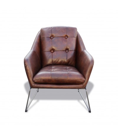 Club Sessel im braunen Leder cosy Stil "Charlotte"