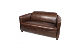 Clubsofa aus braunem Leder, 2 Sitze "Joe"