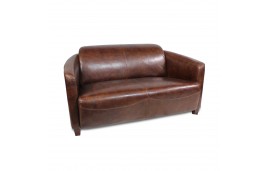 Clubsofa aus braunem Leder, 2 Sitze "Joe"