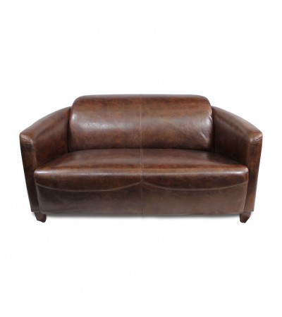 Clubsofa aus braunem Leder, 2 Sitze "Joe"