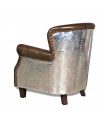 Flieger-Sessel aus patiniertem braunem Leder und Aluminium "Cyrus"