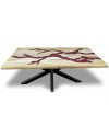 Table a diner en bois massif et epoxy rouge 180 cm, "Capucine"