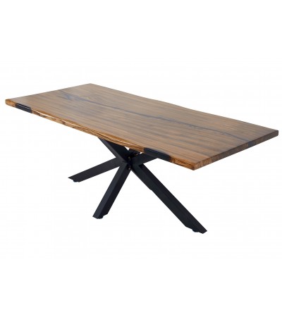 Table en bois massif avec insertion de resine noire, 207 cm "Daphne"