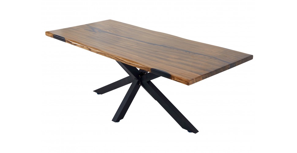 Tisch aus Massivholz mit schwarzem Epoxydharz, 207 cm "Daphne"