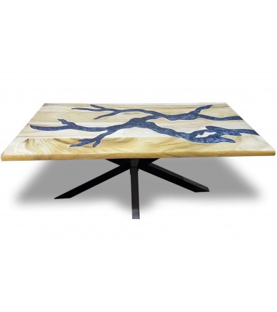 Table bois massif et epoxy gris 180 cm "Garance"