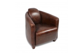 Leder Clubsessel Vintage braun mit seiner Ottomane "Joe"