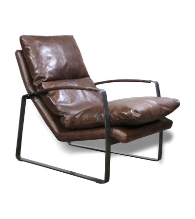 fauteuil design moelleux cuir marron vintage 