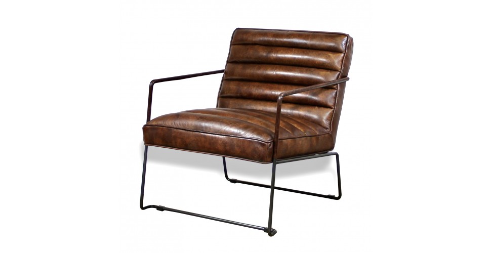 "Griffin" Sessel aus braunem Leder im Designstil