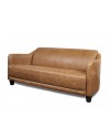 Canapé design en cuir brun clair trois places "Adam"