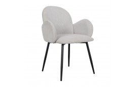 4 x chaises velours cotele beige ivoire "Trudy"