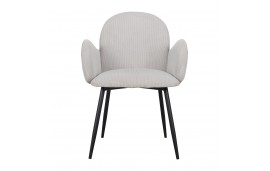 4 x chaises velours cotele beige ivoire "Trudy"