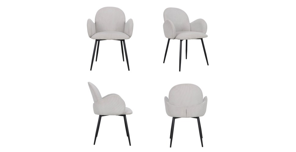 4 x chaises velours cotele beige ivoire "Trudy" 4 x chaises velours cotele beige ivoire "Trudy"
