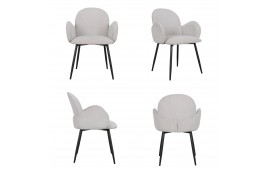 4 x chaises velours cotele beige ivoire "Trudy"