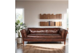 Canapé "Conrad" Cuir Vintage Marron 3 places