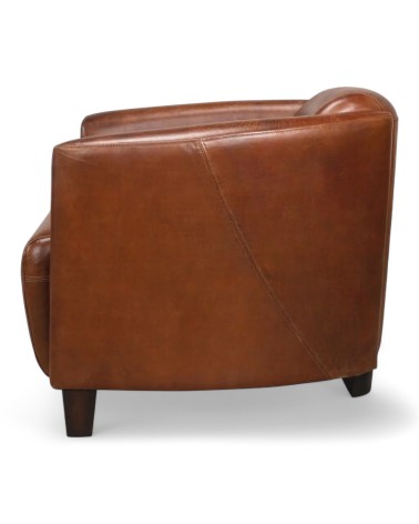 Fauteuil club cuir vintage marron "Billy"