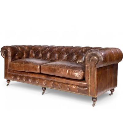 Chesterfield Vintage braune Ledersofa "Lancelot"