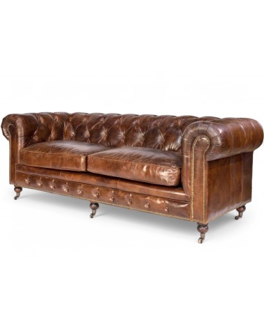 Chesterfield Vintage braune Ledersofa "Lancelot"