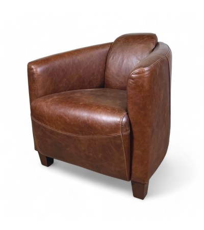 Lot de 2 fauteuils club cuir marron "Joe"