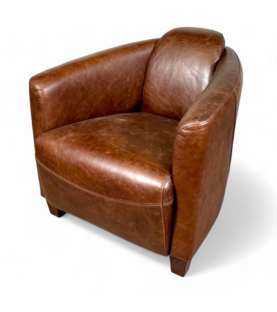 Lot de 2 fauteuils club cuir marron "Joe"