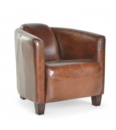 Ensemble de deux fauteuils Club en cuir marron "Billy"