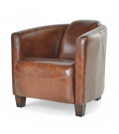 Ensemble de deux fauteuils Club en cuir marron "Billy"