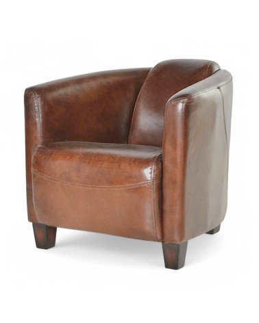 Ensemble de deux fauteuils Club en cuir marron "Billy"