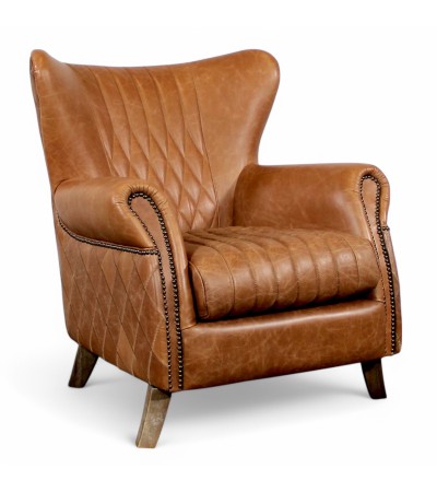 Vintage Ledersessel mit bequemen Rautennähten - Kollektion Pepper