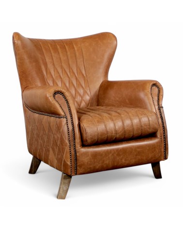 Vintage Ledersessel mit bequemen Rautennähten - Kollektion Pepper