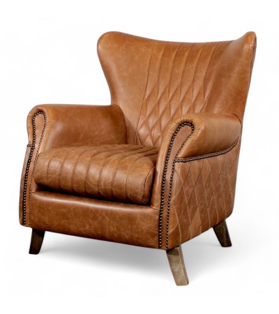 Vintage Ledersessel mit bequemen Rautennähten - Kollektion Pepper