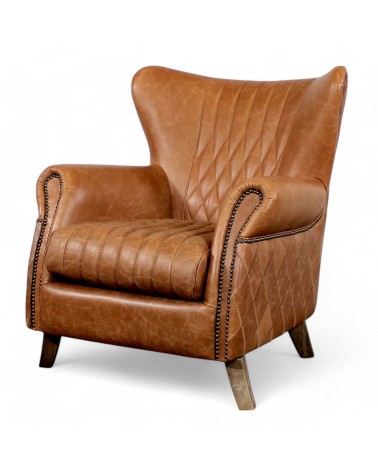 Vintage Ledersessel mit bequemen Rautennähten - Kollektion Pepper