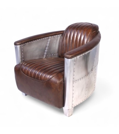 Lot de 2 Fauteuils aviateur cuir marron - collection Montgomery
