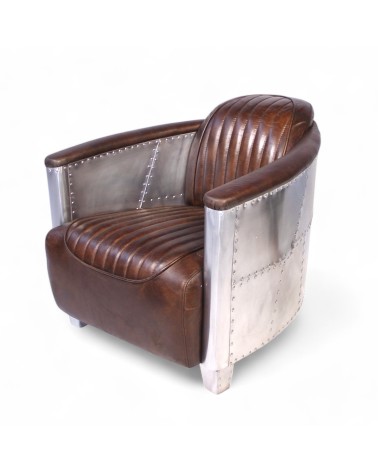 Lot de 2 Fauteuils aviateur cuir marron - collection Montgomery