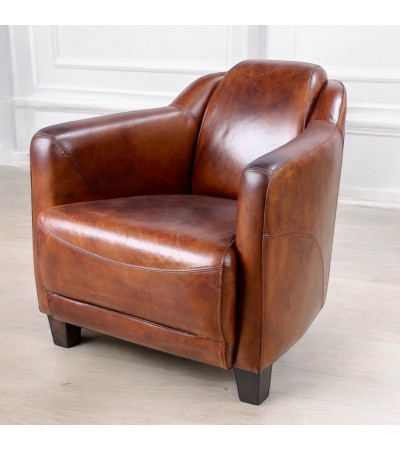 Clubsessel Vintage braunes Leder "Adam"