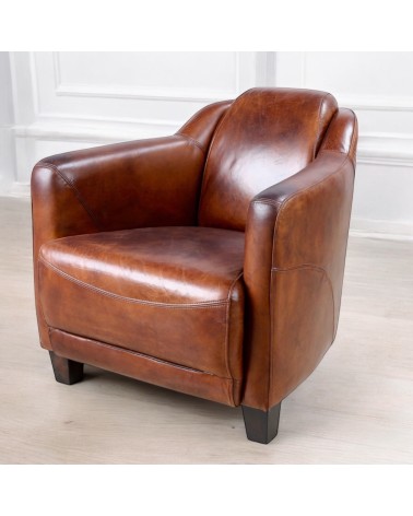 Clubsessel Vintage braunes Leder "Adam"