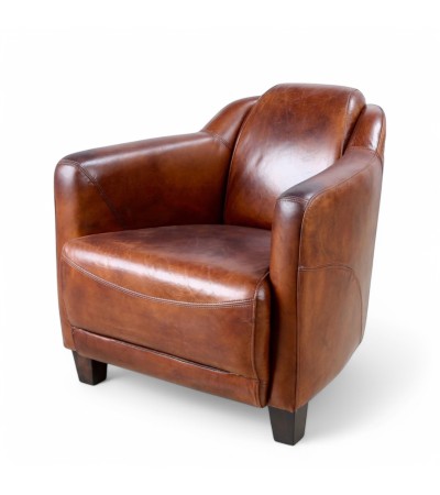 Clubsessel Vintage braunes Leder "Adam"