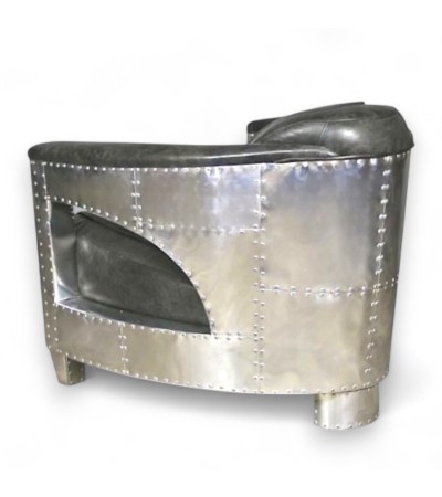 Fauteuil aviateur cuir gris - collection Byrd