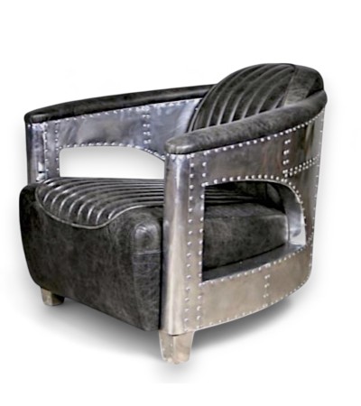 Fauteuil aviateur cuir gris - collection Byrd