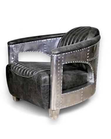 Fauteuil aviateur cuir gris - collection Byrd
