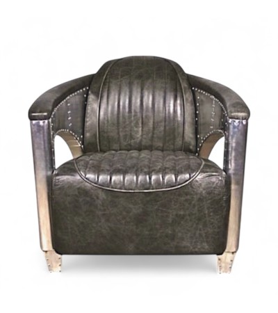 Fauteuil aviateur cuir gris - collection Byrd