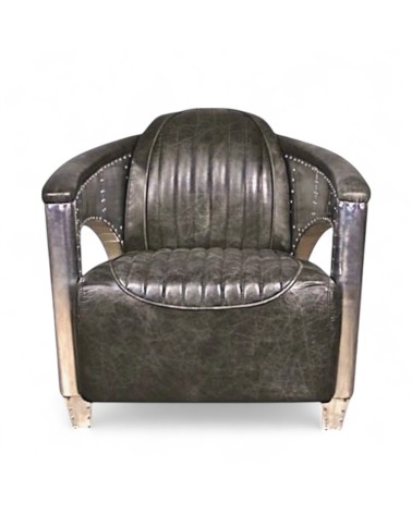 Fauteuil aviateur cuir gris - collection Byrd