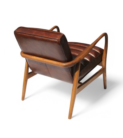 Clubsessel aus braunem gealtertem Leder "Mary"