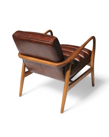 Clubsessel aus braunem gealtertem Leder "Mary"