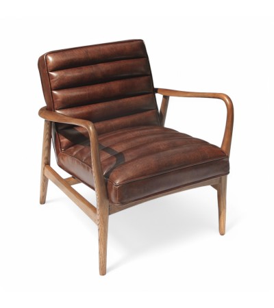 Clubsessel aus braunem gealtertem Leder "Mary"