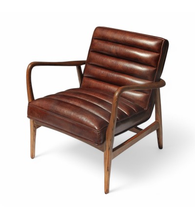 Clubsessel aus braunem gealtertem Leder "Mary"