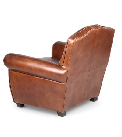Fauteuil club cuir brun style rétro "Grandfather" Fauteuil club cuir brun style rétro "Grandfather"