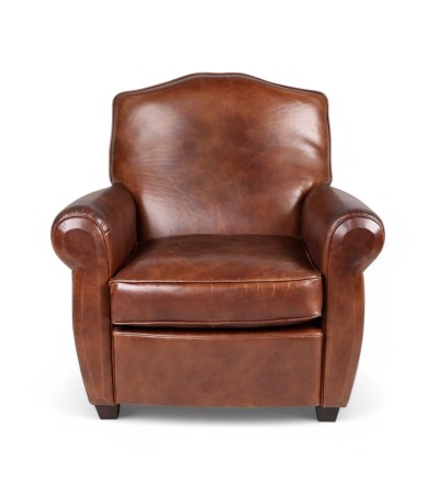 Fauteuil club cuir brun style rétro "Grandfather" Fauteuil club cuir brun style rétro "Grandfather"