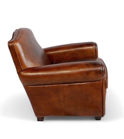 Fauteuil club cuir brun style rétro "Grandfather" Fauteuil club cuir brun style rétro "Grandfather"