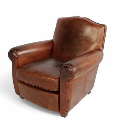 Fauteuil club cuir brun style rétro "Grandfather" Fauteuil club cuir brun style rétro "Grandfather"